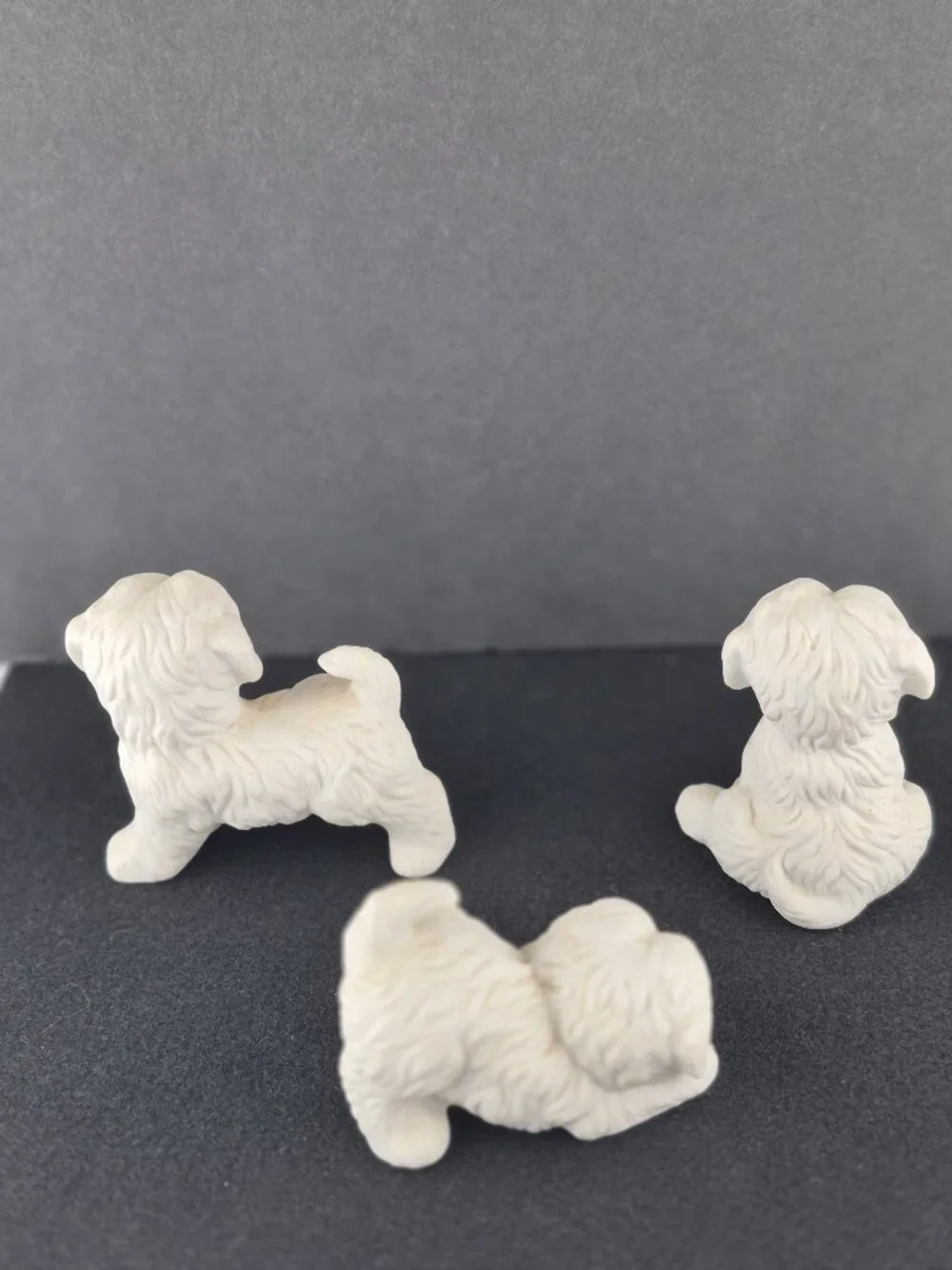 Vintage Set of 3 Homco White Maltese/Westie/Shih Tzu  Puppy Dog Figurines #1411
